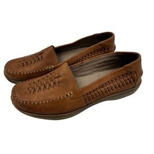 Umberto Raffini Irene Women's Brown Leather Woven Loafer Shoes‎ Size 39 US 8.5